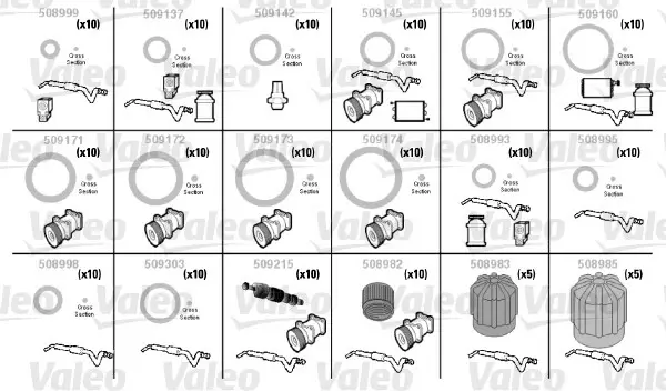 Ilmastointijärjestelmän O-rengas- ja venttiililajitelma Fiat - Auton o-renkaat ja rengaslajitelmat - 330 - 1