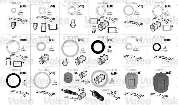 Ilmastointijärjestelmän O-rengas- ja venttiililajitelma Saab - Auton o-renkaat ja rengaslajitelmat - 341 - 1