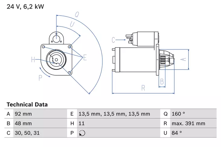 Starttimoottori 6,2kW Mercedes-Benz - Auton käynnistysmoottorit / startit - 553 - 1