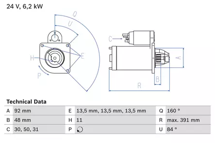 Starttimoottori 6,2kW Mercedes-Benz - Auton käynnistysmoottorit / startit - 553 - 1