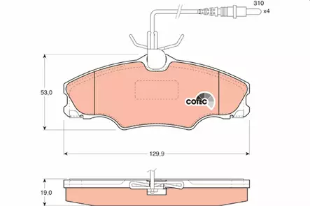 J-palasrj, Peugeot 406 129,9x53mm - Auton jarrupalat ja tarvikesarjat - 1564 - 1