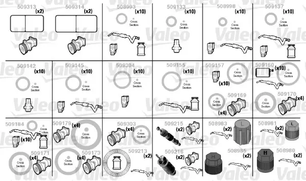 Ilmastointijärjestelmän O-rengas- ja venttiililajitelma Mitsubishi - Auton o-renkaat ja rengaslajitelmat - 335 - 1