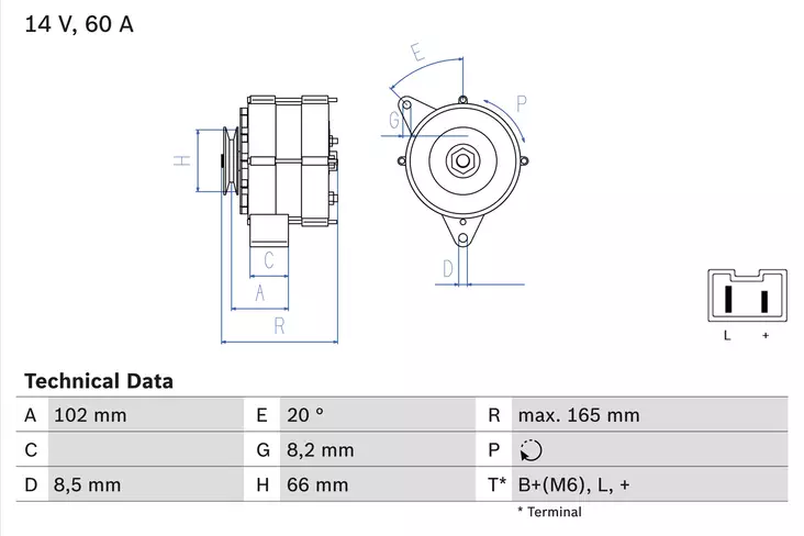 Laturi 60A Renault 19 / 9 / Clio I / Rapid / Super 5 - Auton laturit - 555 - 1