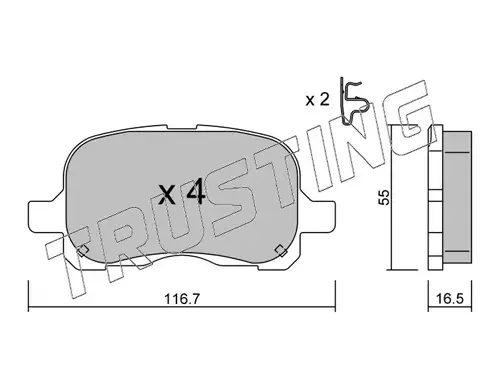 J-palasrj, Toyota Corolla (E10) 116,7x55mm - Auton jarrupalat ja tarvikesarjat - 1569 - 1